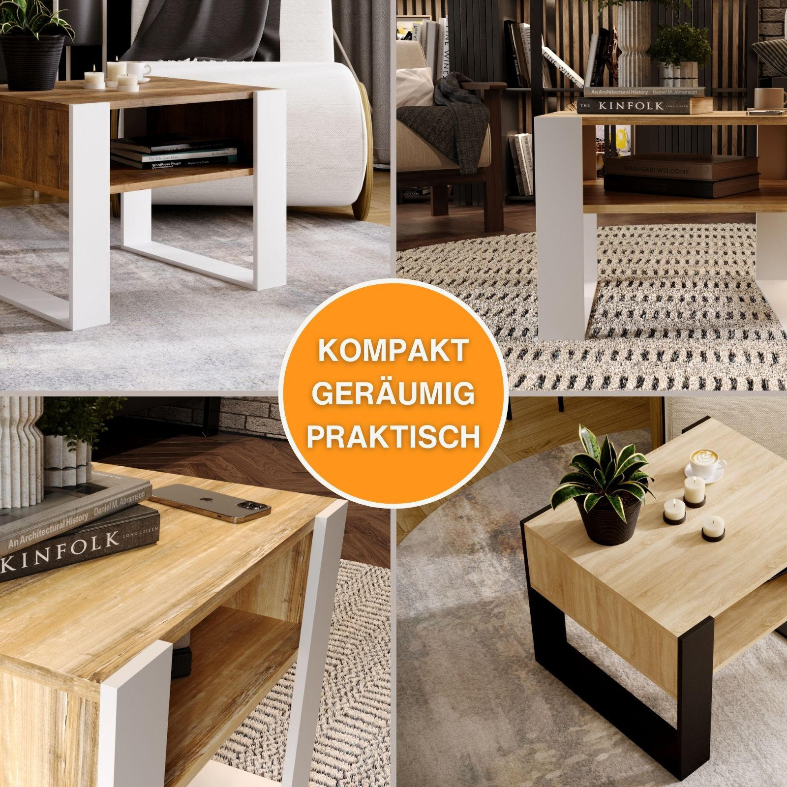 COUCHTISCH Karo65 65/45/53,6 - Weiß/Braun, Holzwerkstoff (53/65/45cm) - RAUMHIRSCH FURNITURE