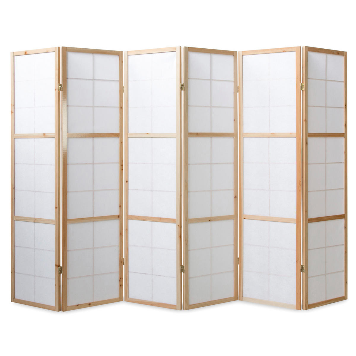 PARAVENT 6-tlg. 264/175 cm Braun Shoji - Braun, Holz (264/175/2cm) - Homestyle4u