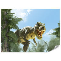 FOTOTAPETE für Jugendzimmer Riesen Dinosaurier Tropenwald Pflanzen 450x315 - Blau/Braun, Papier (450/315cm) - Muralo