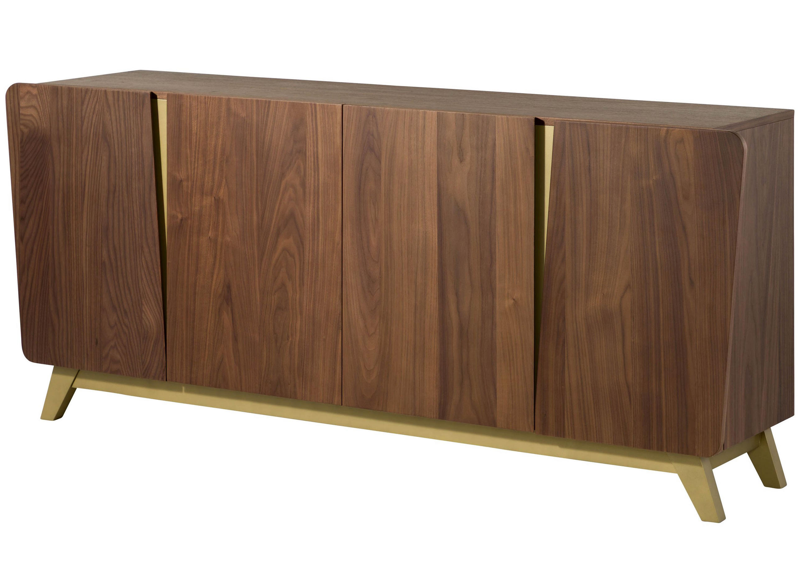 SIDEBOARD Nussbaum-Echtholzfurnier 200x45x85 braun lackiert BUTTERFLY #107 - Braun, Holz (200/85/45cm) - Massivmoebel24