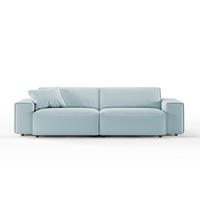SOFA RANI Hellblau Cord - Schwarz/Hellblau, Kunststoff/Textil (256/71/101cm) - KAWOLA