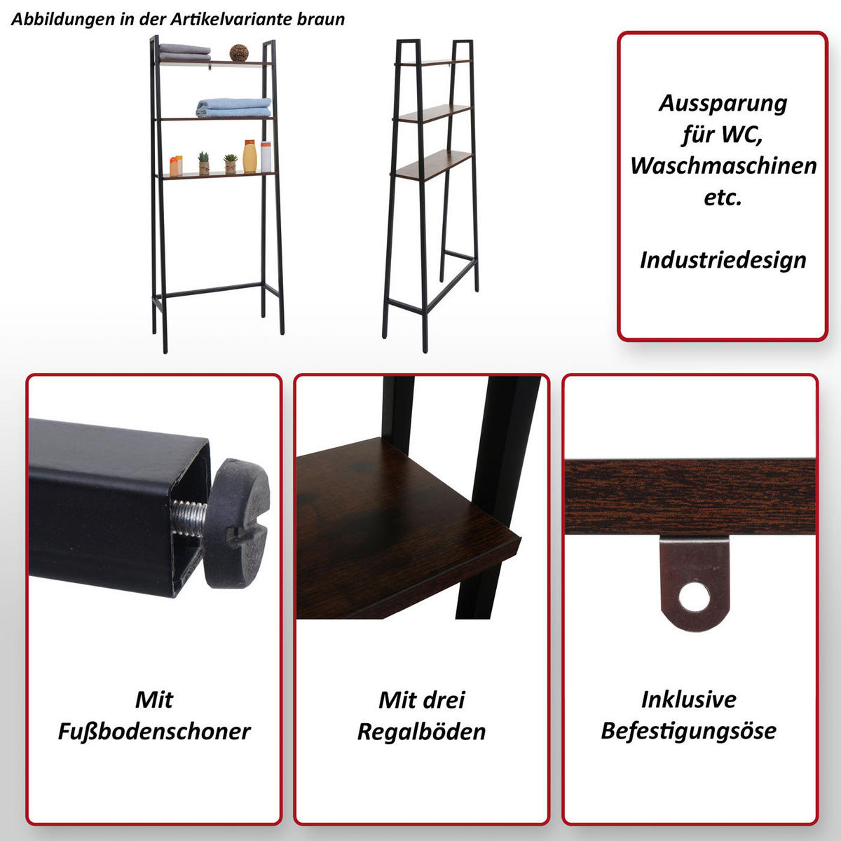 STANDREGAL Braun - Braun, Holz (64/155/25cm) - MCW