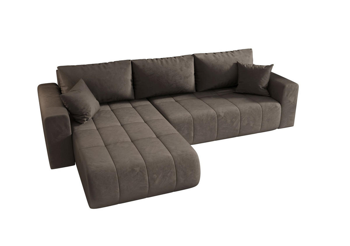 ECKSOFA mit Schlaffunktion MILO L Monolith 15 Links - Braun, Textil (280/175cm) - Bedante