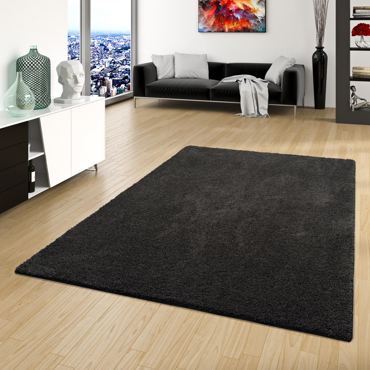 HOCHFLOR SHAGGY TEPPICH PALACE - Chromfarben, Textil (133/133cm) - Snapstyle