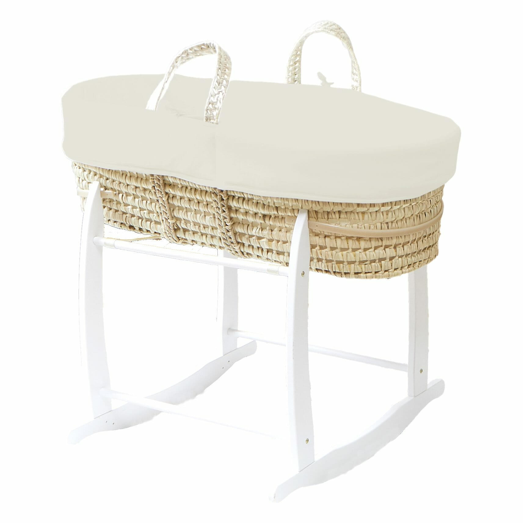 BABYTRAGEKORB mit weißem Gestell natur - Ecru, Naturmaterialien (29/78cm) - Premiers Moments