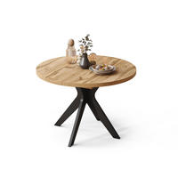 ESSTISCH rund Eiche Wotan - Schwarz ausziehbar - Eiche Wotan/Schwarz, Holzwerkstoff (110/110/77cm) - designimpex