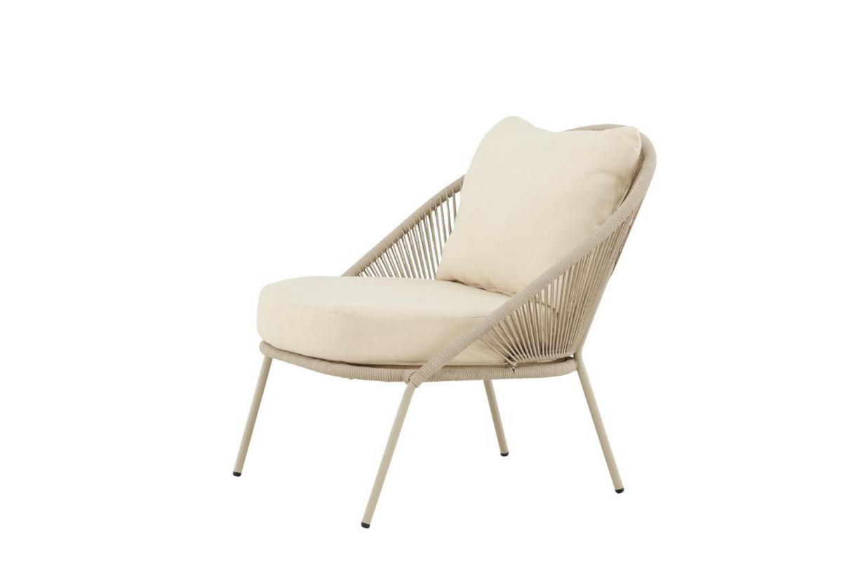 LOUNGESESSEL, Lindos, Beige, Stahl, 74 x 81 x 77 cm - Beige, Metall (74/77/81cm) - ebuy24