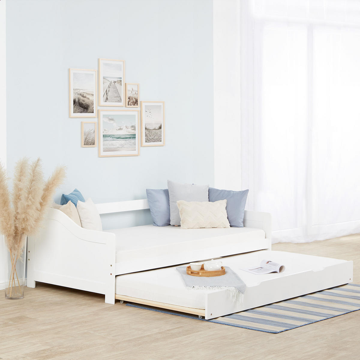 AUSZIEHBETT 90/200 cm Weiß - Weiß, Holz (90/200cm) - Homestyle4u