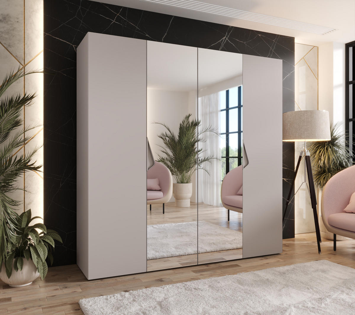 DREHTÜRENSCHRANK 202/200/52 4-türig - Beige, Holz/Metall (200/202/52cm) - Abiks Möbel