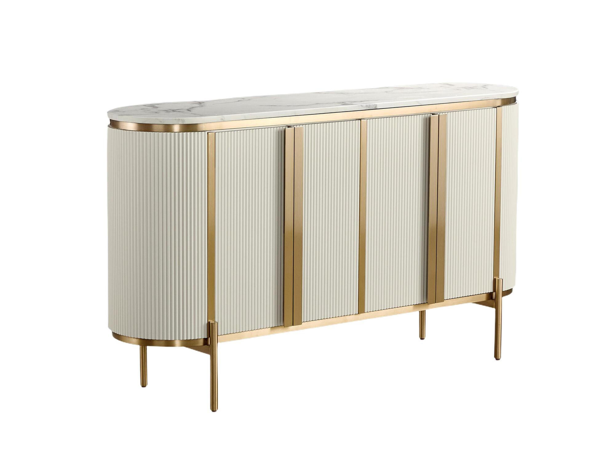 SIDEBOARD STILIG Weiß, Gold 160x40x90 cm - Goldfarben/Weiß, Holzwerkstoff (160/90/40cm) - FURNLUX