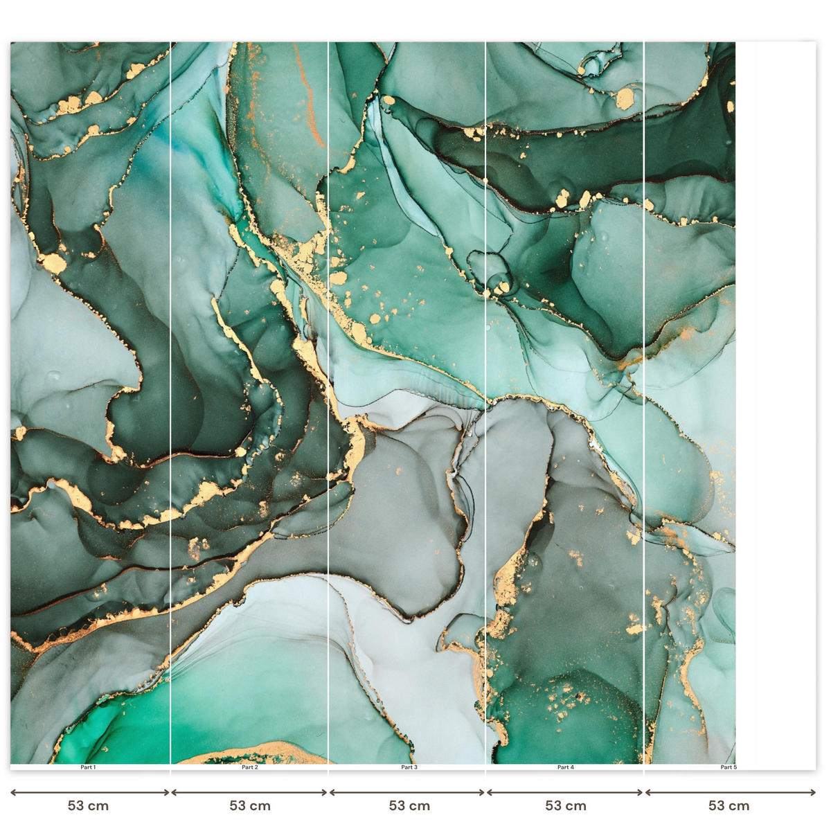 TAPETE - Gold - Marmor - Grün - Luxus - Marmoroptik - Grau - 220x240 cm - Grün, Papier (220/240cm) - OnlyWow