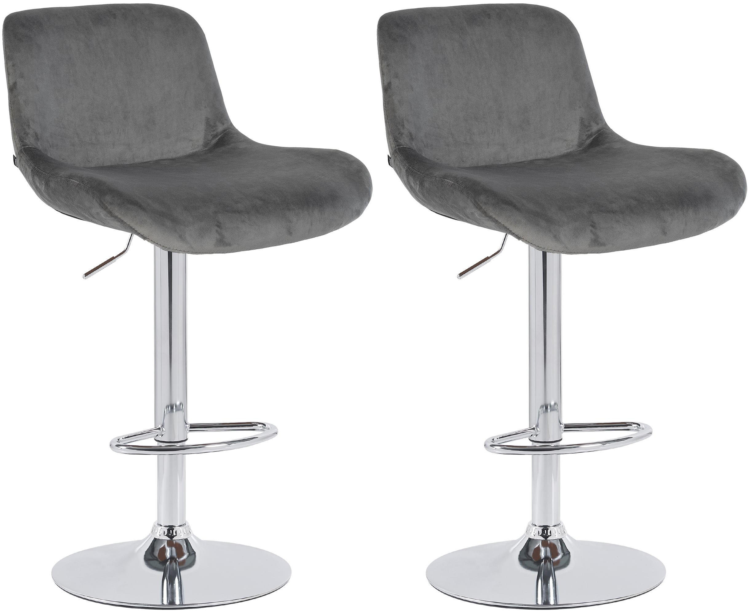 BARHOCKER 2er Set Samt Dunkelgrau - Chromfarben/Dunkelgrau, Textil/Metall (50/85/50cm) - CLP
