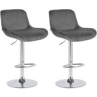 BARHOCKER 2er Set Samt Dunkelgrau - Chromfarben/Dunkelgrau, Textil/Metall (50/85/50cm) - CLP