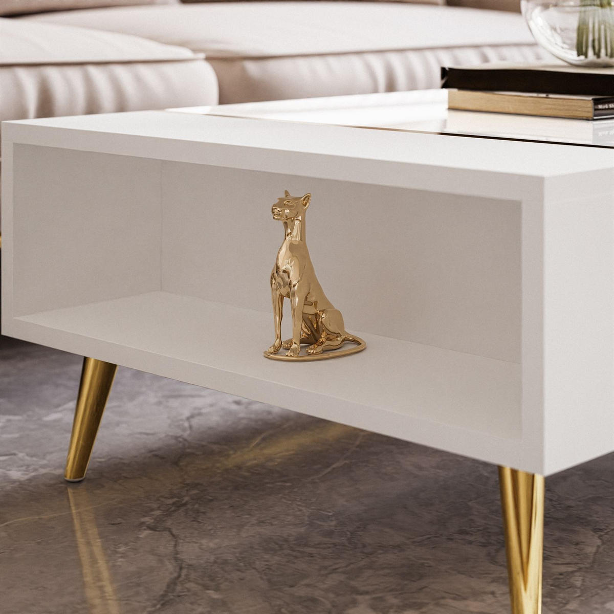 COUCHTISCH ONYX HOCHGLANZ - Weiß, Holzwerkstoff (65/104/41.5cm) - Lookway