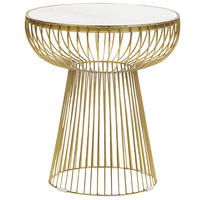 BEISTELLTISCH Marmor weiß/gold rund 42 cm Cheynes - Goldfarben/Weiß, Stein (42/42/48cm) - Beliani