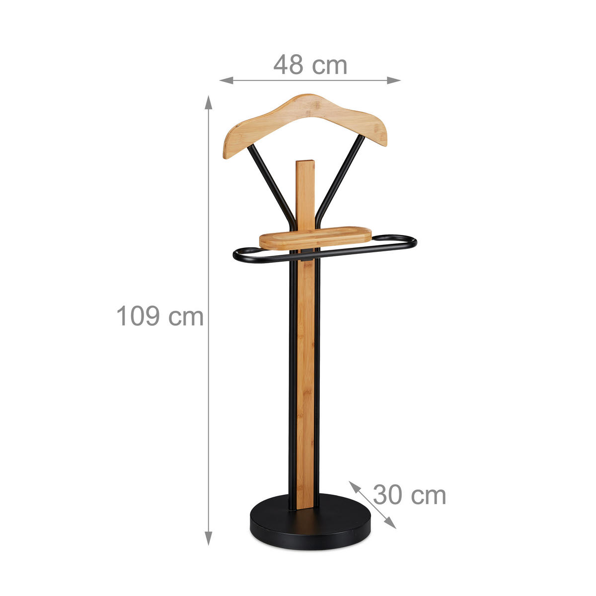 HERRENDIENER - Hellbraun, Holz/Metall (48/109/30cm) - Relaxdays