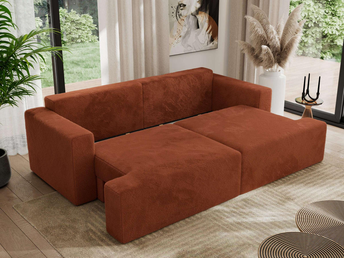 4-SITZER SOFA VIRELLA Orange Plüsch - Schwarz/Orange, Textil (240/88/115cm) - MKS