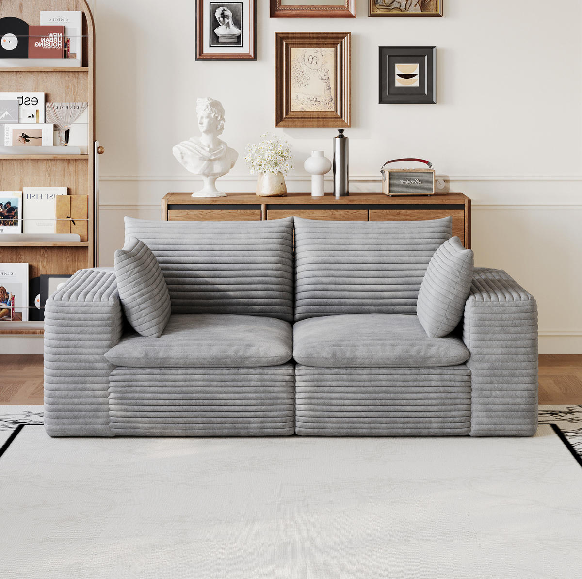 SOFA modular 180 cm Stoff Grey - Grau, Kunststoff (90/60/180cm) - Meubliv