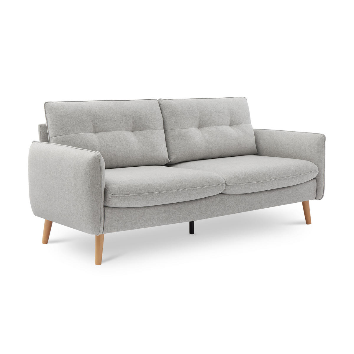 3-SITZER-SOFA Chloé Skandinavisches aus hellgrauem Stoff - Hellgrau/Akaziefarben, Holz/Holzwerkstoff (210/92/82cm) - Sicaan