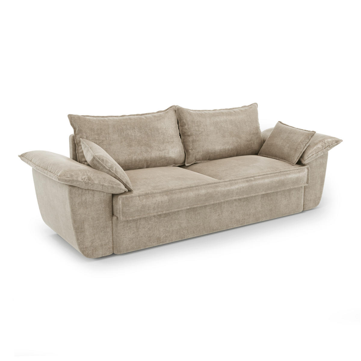 SOFA 3-Sitzer Samt Beige 232cm - Beige, Textil (232/92/102cm) - Sia Home