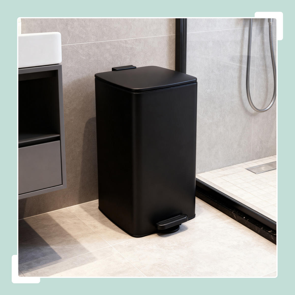 MÜLLEIMER - Schwarz, Kunststoff/Metall (29/53/34cm) - Relaxdays