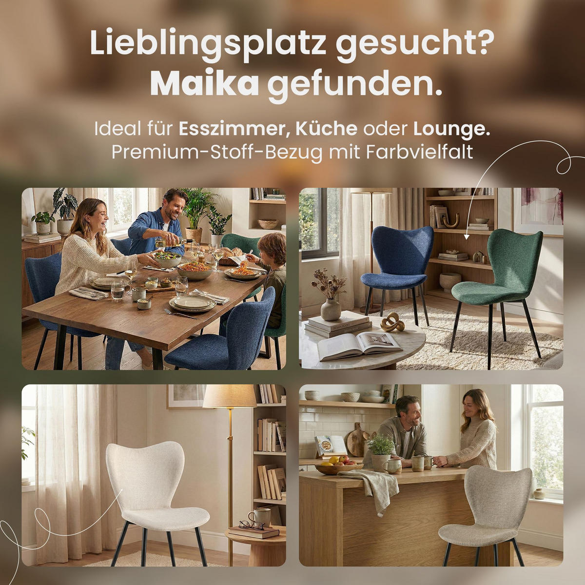 ESSZIMMERSTUHL Stoff Creme - Creme/Schwarz, Textil/Metall (50/80/58cm) - CLP