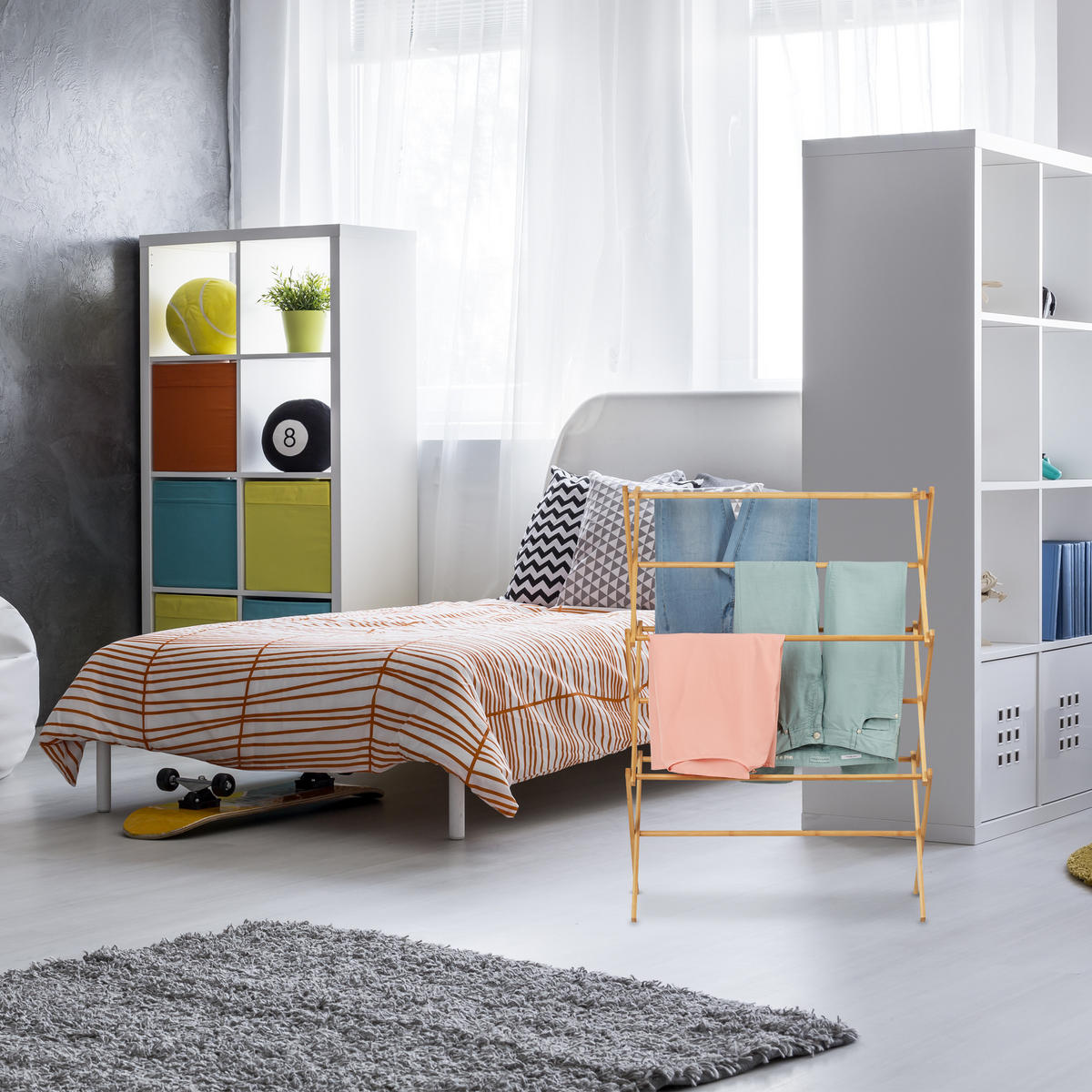 HANDTUCHHALTER - Hellbraun, Holz (74/106/36cm) - Relaxdays