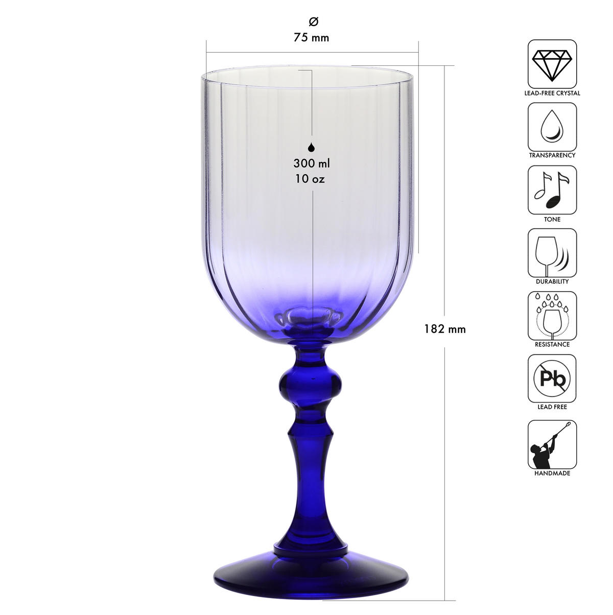 WEINGLÄSER, 2er-Set, 300 ml - Dunkelblau, Glas (0.3L) - Krosno Glass