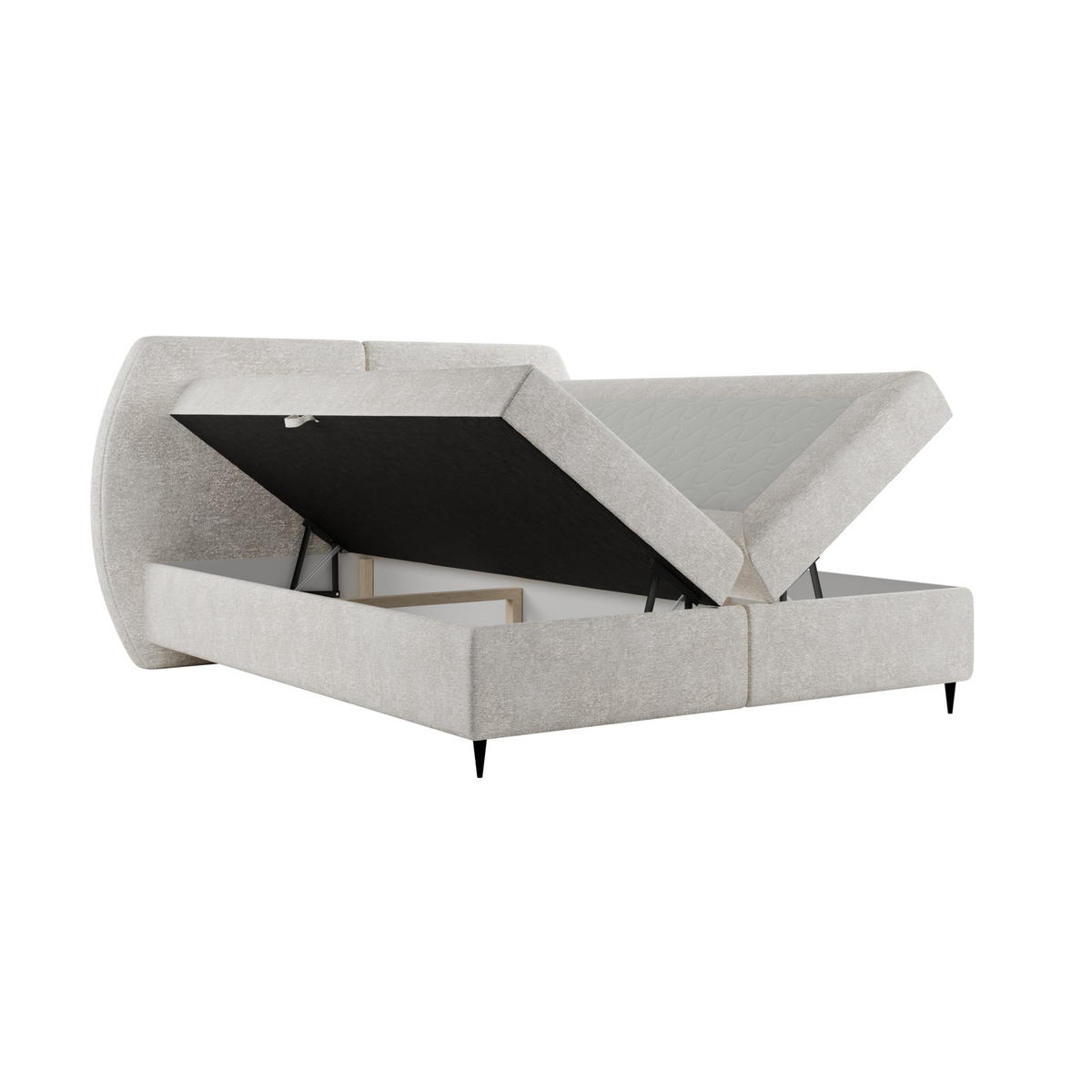 BOXBETT MADRYT, 180x200 cm, Creme, inkl. 2 Bettkästen und Topper - Creme, Textil (180/200cm) - Excellent Home