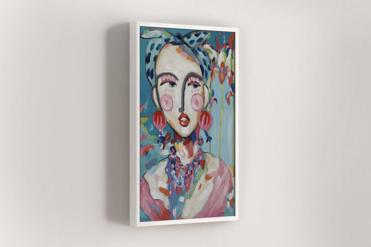 ACRYLBILD HANDGEMALT 60/90 cm - Blau/Pink, Holz/Textil (60/90cm) - KUNSTLOFT