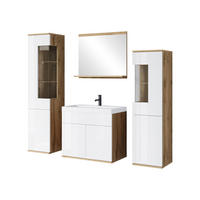 BADMÖBEL-SET Nairobi - Weiß Hochglanz/Eiche Wotan, Holzwerkstoff (31/133/31cm) - MIRJAN24