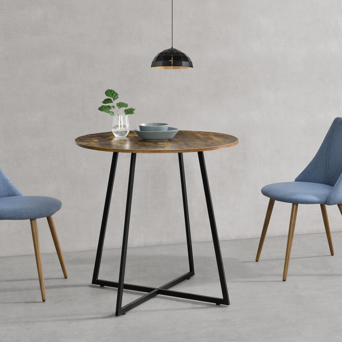 KÜCHENTISCH Vaggeryd - Dunkelbraun/Schwarz, Holzwerkstoff/Metall (80/80/78cm) - [en.casa]