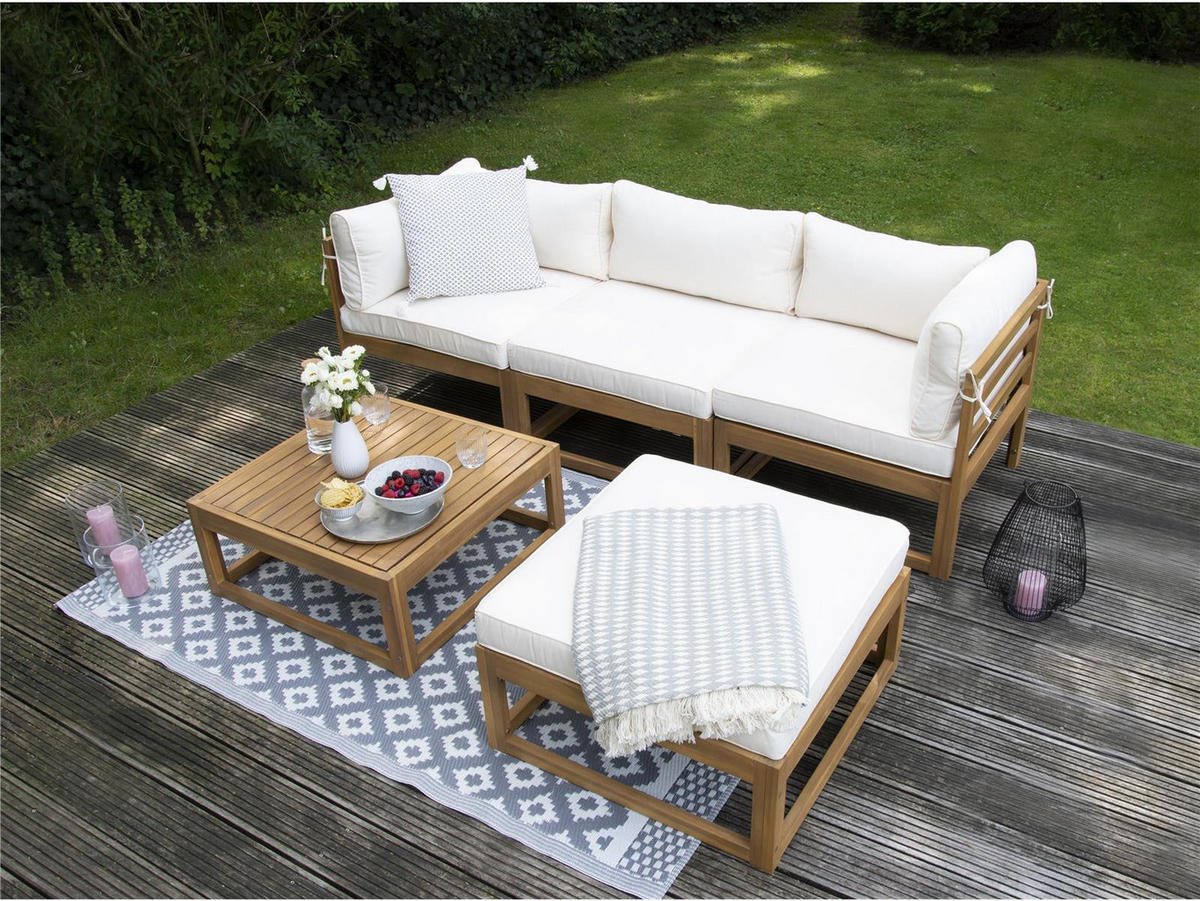 ECKLOUNGE-SET Karmoy Akazienholz FSC 100 für 4 Personen - Braun, Kunststoff - Green Spirit