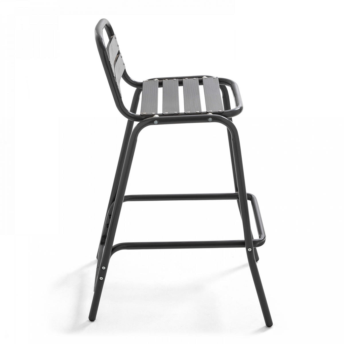 OUTDOOR-BARHOCKER, Grau - Grau, Metall (62/95/45cm) - Oviala