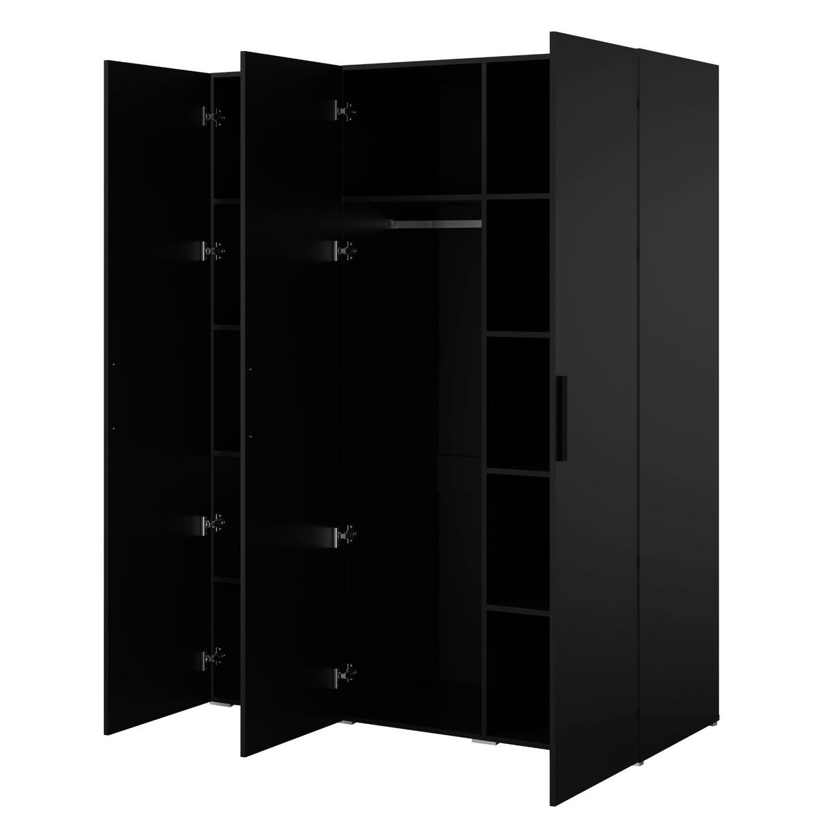 DREHTÜRENSCHRANK Napoli 3D 150 Schwarz (schwarzer oder goldener Griff) - Silberfarben/Schwarz, Holzwerkstoff/Kunststoff (150/35/60cm) - mzm24