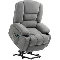 KRESLO s elektrickým zdvihom, 97/90/102 cm, tmavosivé, s masážou a vyhrievaním - tmavosivá, textil (90/102/97cm) - BEAOK