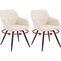 ESSZIMMERSTUHL 2er Set, drehbar, Samt, Beige - Beige/Schwarz, Textil/Metall (57/78/63cm)