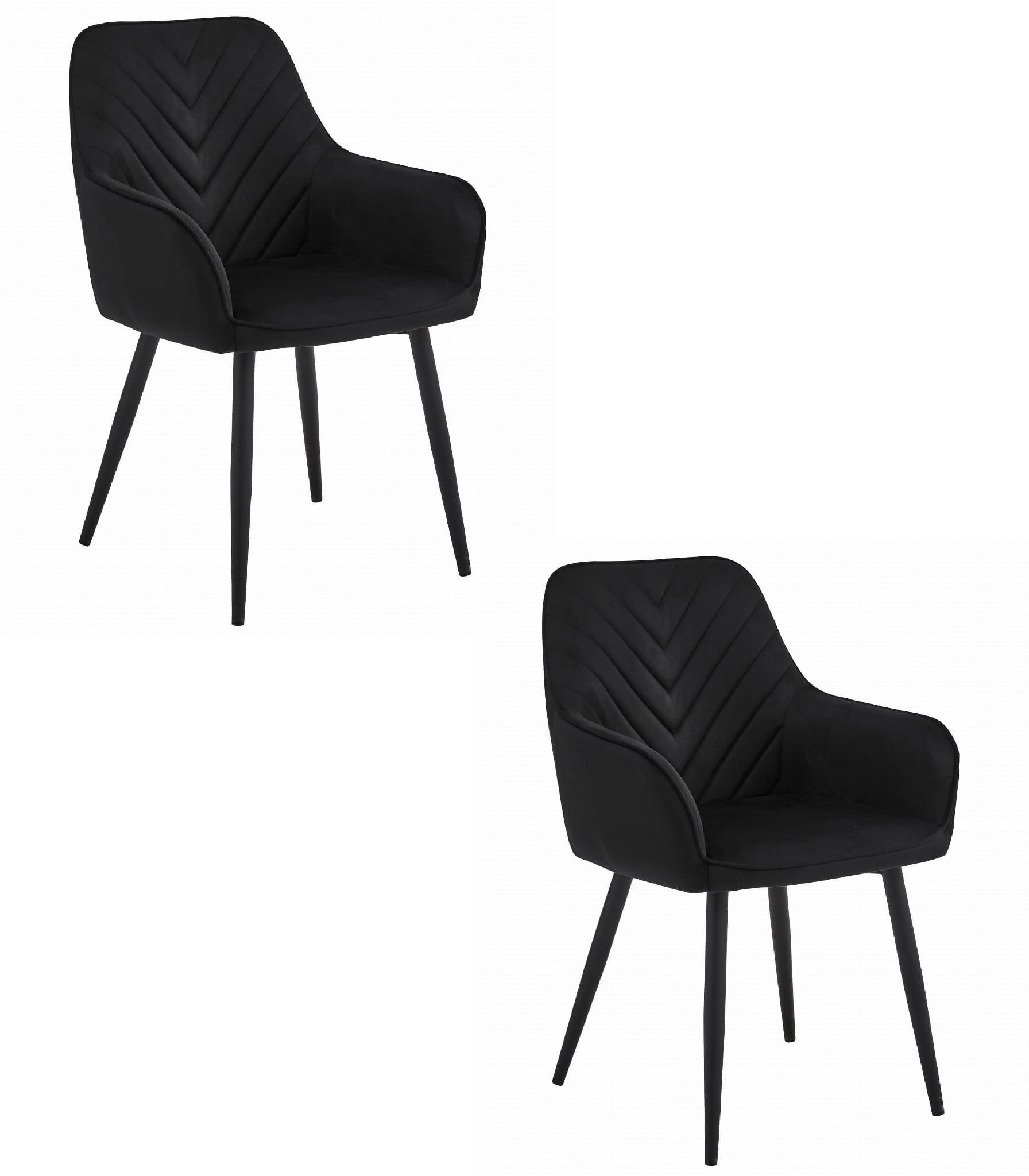 ESSZIMMERSTUHL 2-er Set WAAV schwarzer Sitz, schwarze Beine - Schwarz, Textil (54/83.5/61cm) - Valora