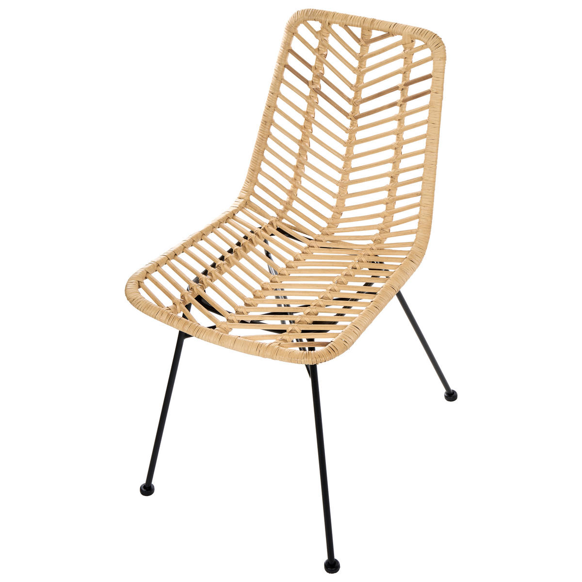 ESSZIMMERSTUHL 2er-Set Rattan Naturfarben Dilley - Naturfarben, Naturmaterialen (45/83/60cm) - Beliani
