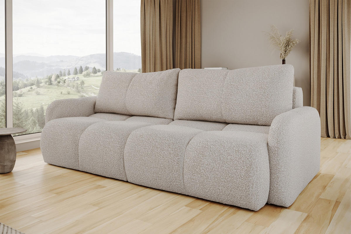 SOFA Potto mit ausziehbarer Ottomane Creme - Creme, Kunststoff/Textil (232/90/110cm) - Selsey