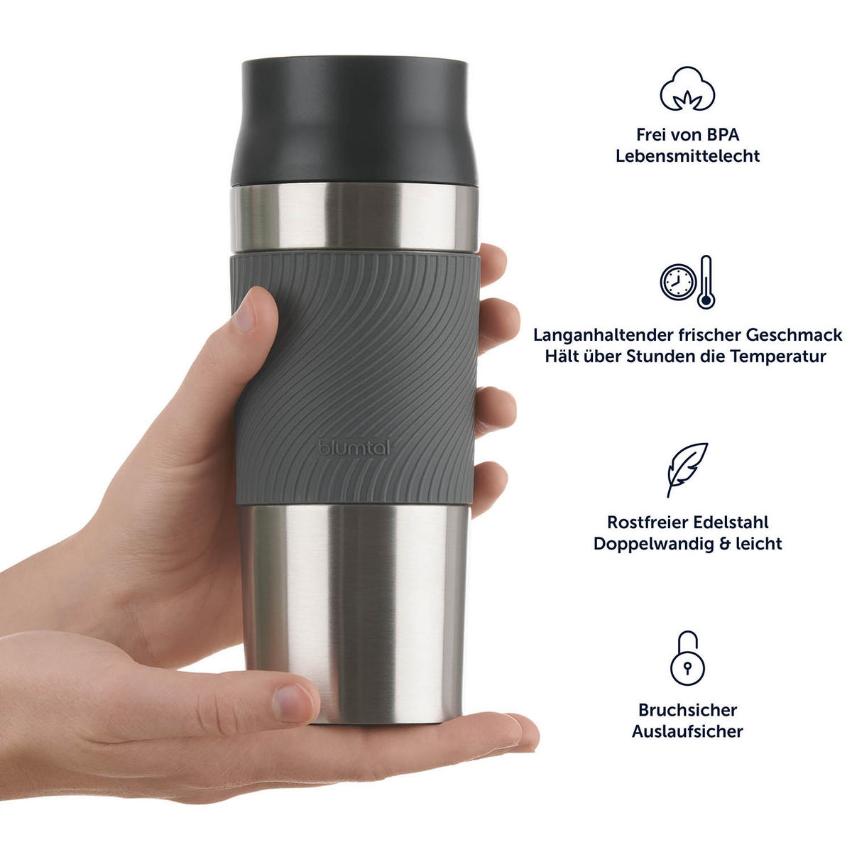 THERMOBECHER Classic 350 ml, Weiß - Weiß, Metall (0.35L) - Blumtal