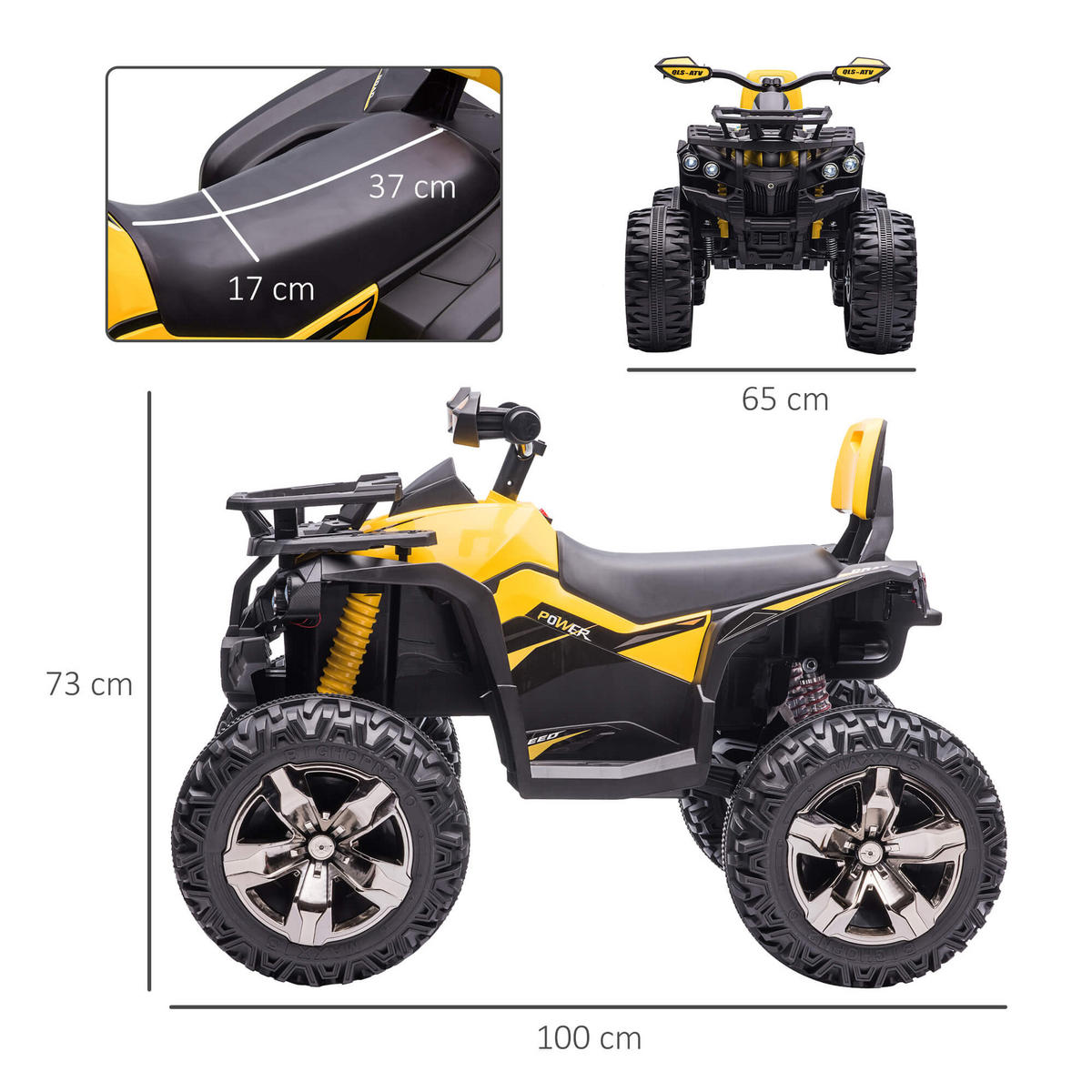 ELEKTRO-QUAD Amber 100/65/73 cm - Gelb, Kunststoff/Metall (65/100/73cm) - Jamb