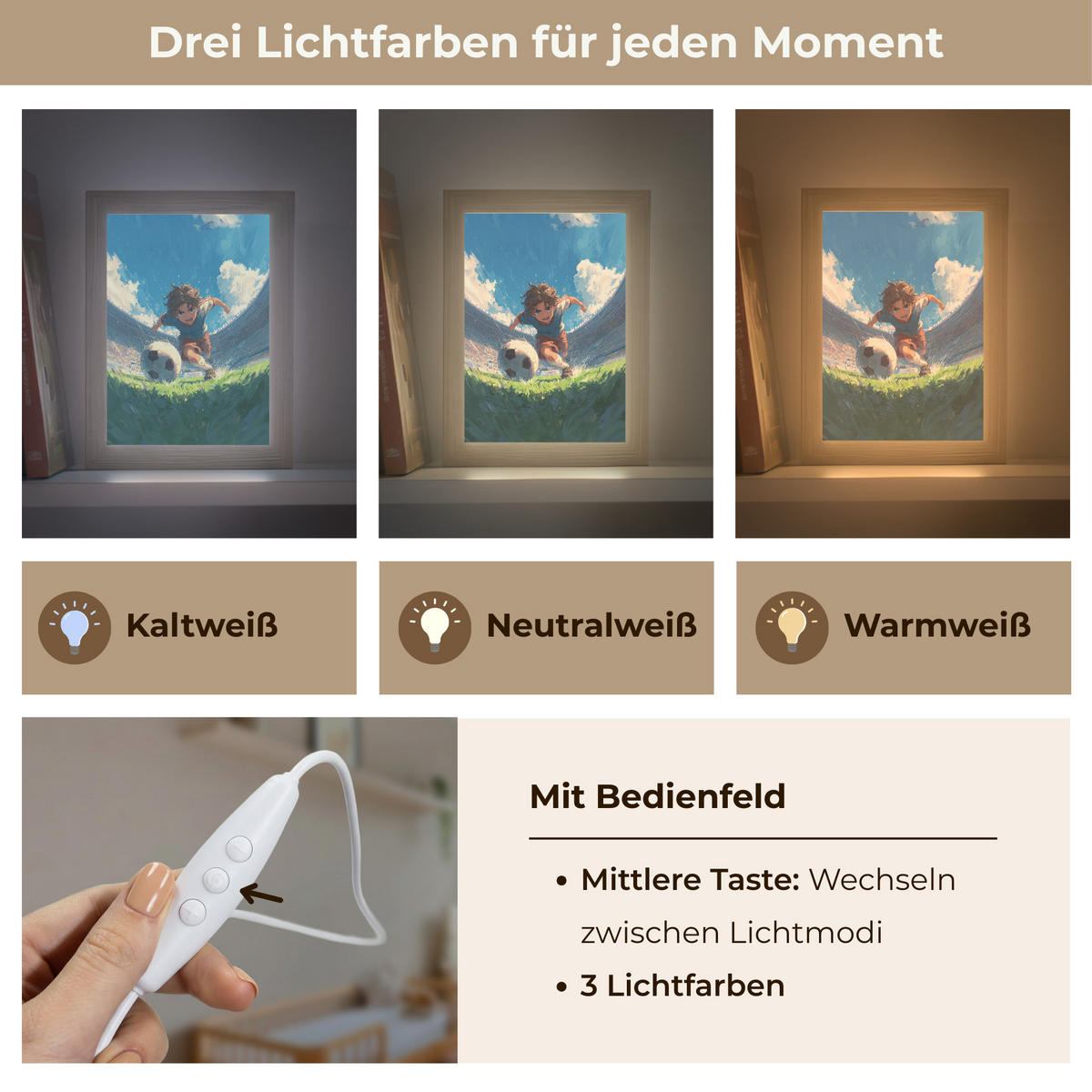 NACHTTISCHLAMPE Stadion - Fußballer - Ball 15x20 cm - Blau, Holzwerkstoff (8/15/20cm)