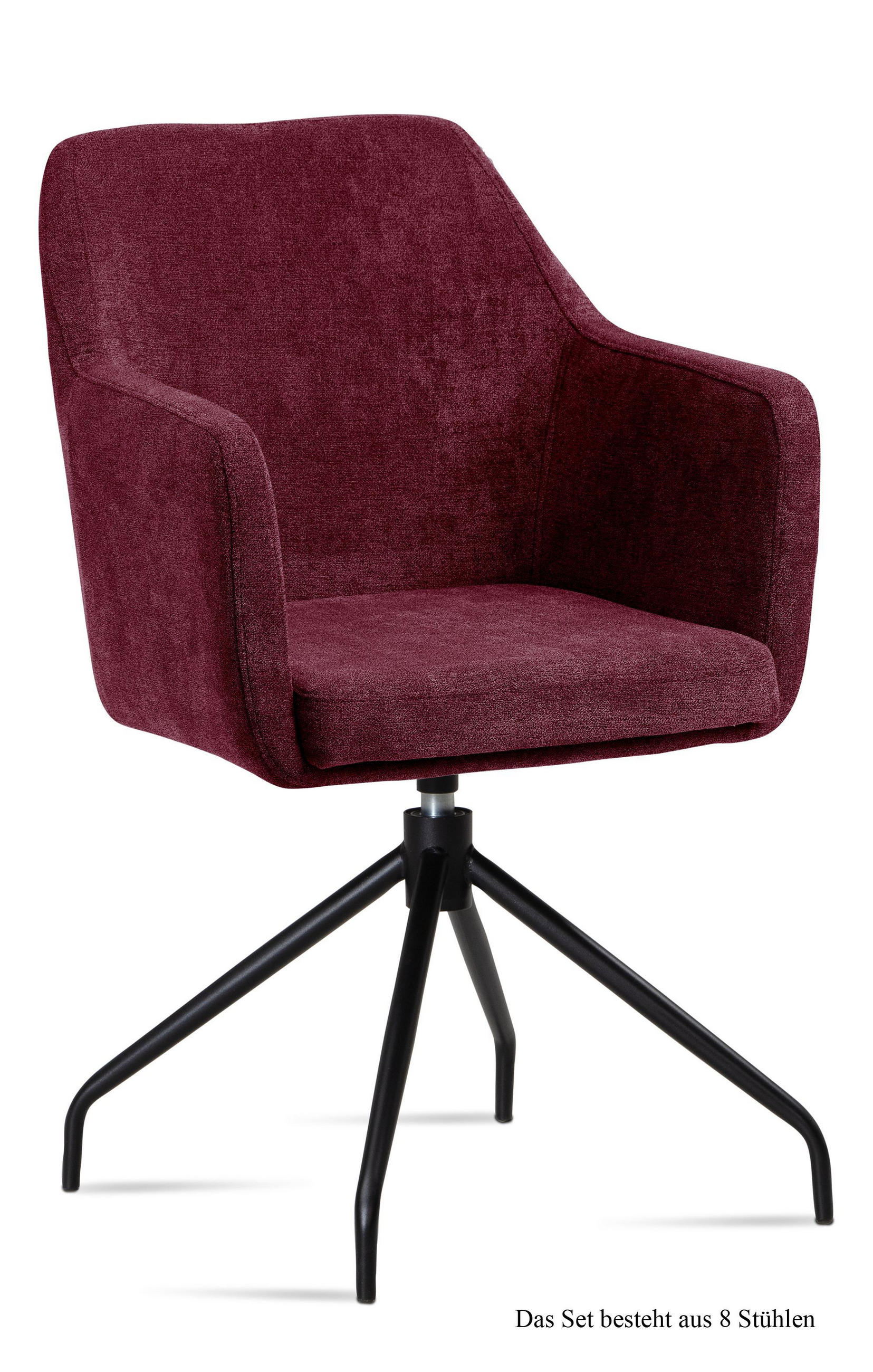 ARMLEHNSTUHL drehbar (8er-Set) Donnie 57x87x60 Schwarz/Marsala - Brombeere/Schwarz, Kunststoff (60/87/57cm) - 58aufmkessel