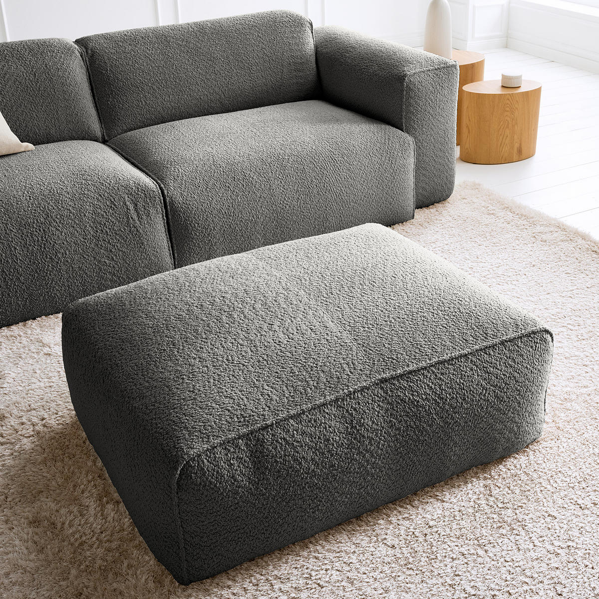 POLSTERHOCKER - Schwarz/Grau, Kunststoff/Textil (81/38/100cm) - home24