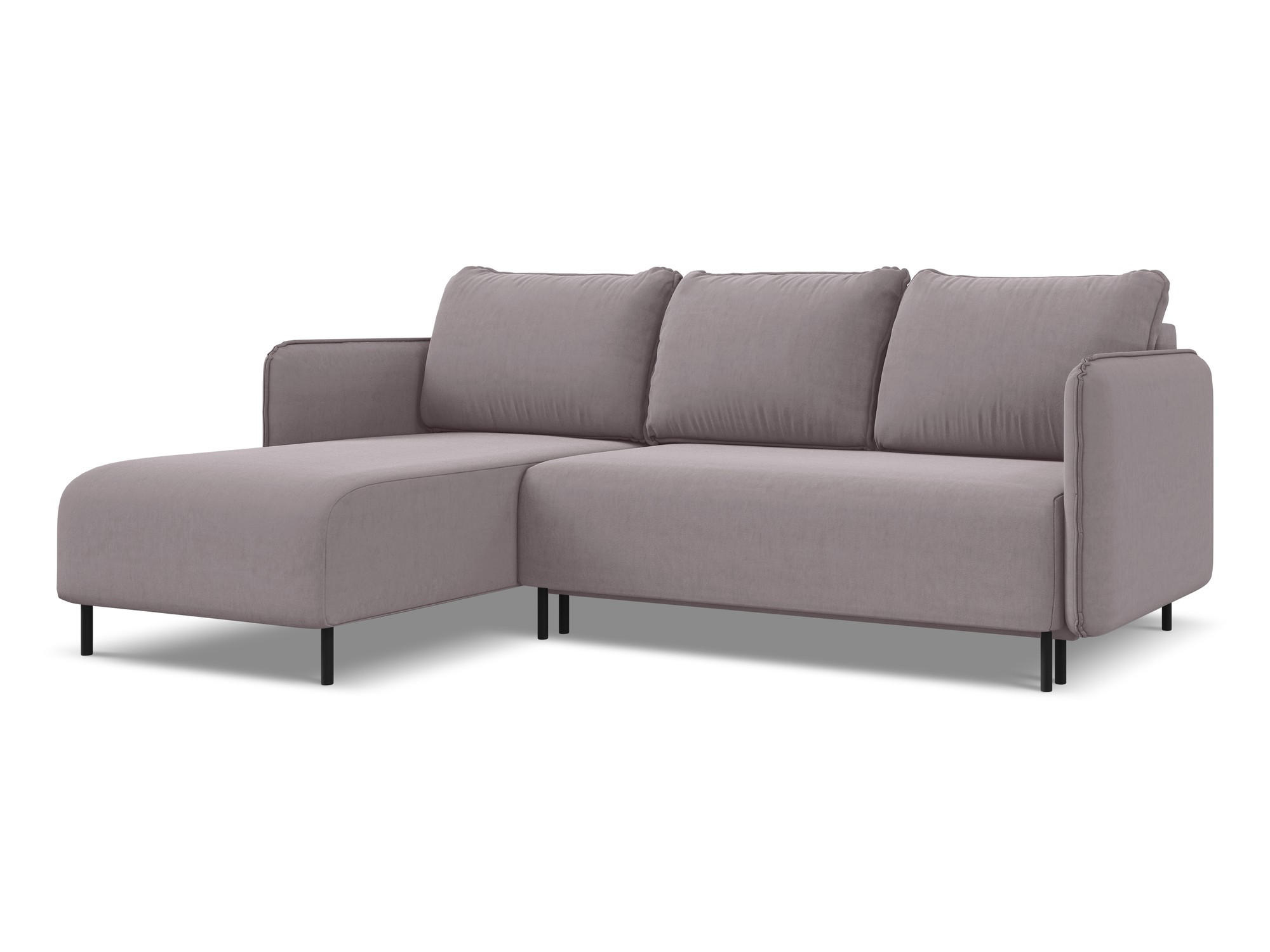 ECKSOFA mit Schlaffunktion Samt Stoff Violett - Lila/Flieder, Holz/Textil (162/236cm) - Makamii