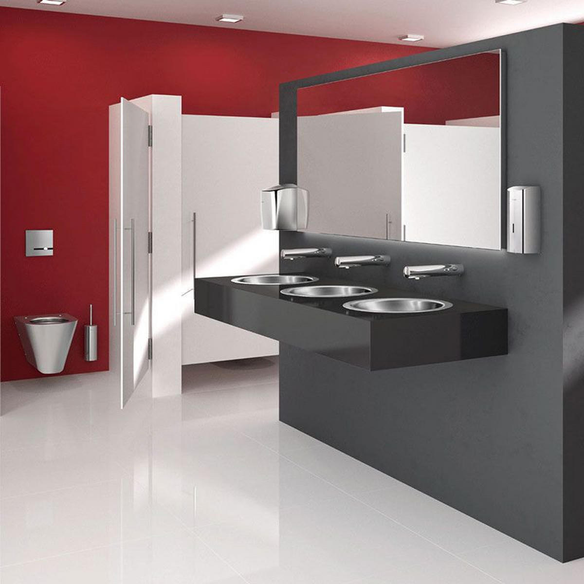 WC-BÜRSTENGARNITUR Wandmontage Edelstahl satiniert - Chromfarben, Metall (11.5/10/43.5cm) - Delabie