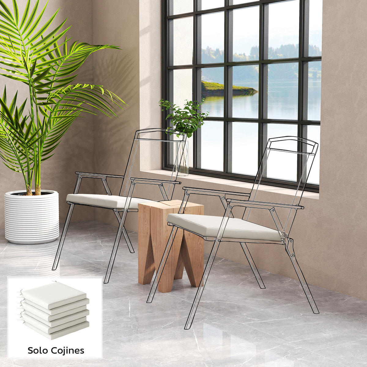 SESSELAUFLAGEN Creme 6 Stück - Beige, Kunststoff (42/7/46cm) - GiPP