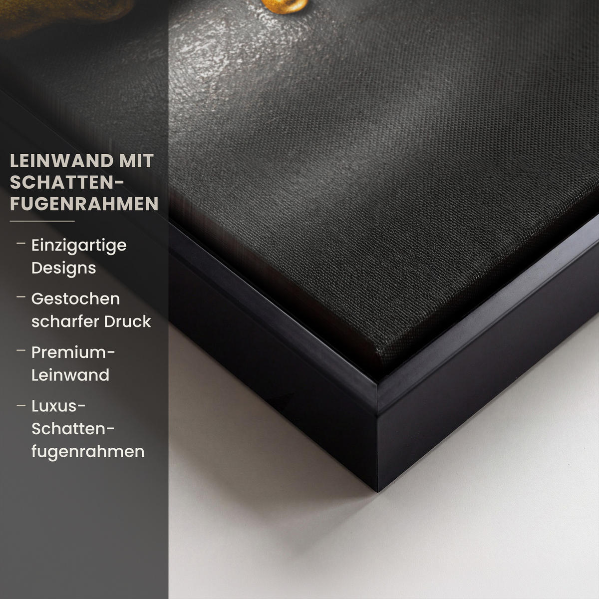 LEINWAND Bilder mit Rahmen - Frau - Schwarz - Gold - Gesicht - Lippen - 30x40 - Goldfarben, Textil (30/40cm) - MuchoWow