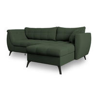 ECKSOFA MOLLIS Grün Geflochtener-Stoff mit Schlaffunktion - Grün, Holz (241/154cm) - MASSENO